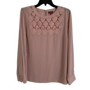 Vince Camuto Pink Elegant Embellished Blouse with Bib Collar Large Flowy